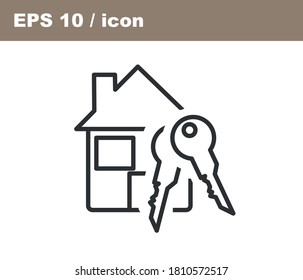 house and key icon. real estate concept flat vector.