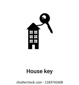House key icon vector isolated on white background, logo concept of House key sign on transparent background, filled black symbol