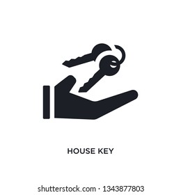 house key isolated icon. simple element illustration from real estate concept icons. house key editable logo sign symbol design on white background. can be use for web and mobile