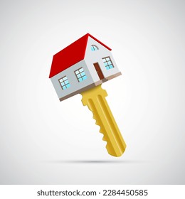 House key isolated on white background. Real estate concept. Vector icon.