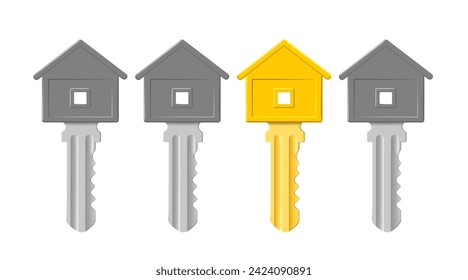 House key isolated on white background. Real estate concept. Vector stock illustration.