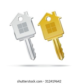 House Key Isolated On White Background Vector Illustration