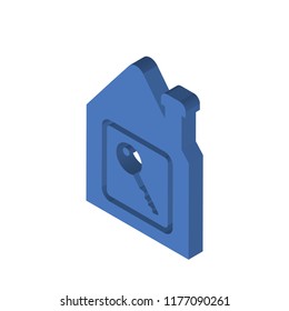 House key isometric left top view 3D icon