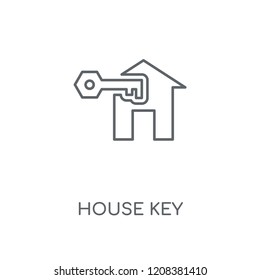 House key linear icon. House key concept stroke symbol design. Thin graphic elements vector illustration, outline pattern on a white background, eps 10.