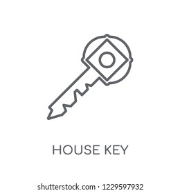 House Key linear icon. Modern outline House Key logo concept on white background from Real Estate collection. Suitable for use on web apps, mobile apps and print media.