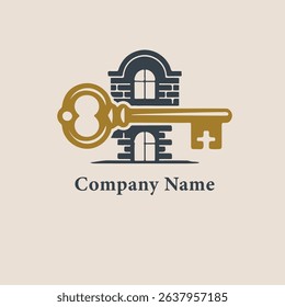 House with key logo design
