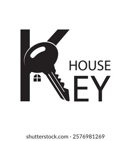 house key logo design or letter K house key logo