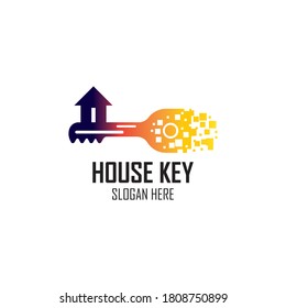 Ilustración vectorial del diseño del logotipo de la clave de la casa
