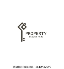 House Key Logo Template modern design classic key symbol Luxury hotel sign