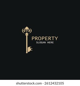House Key Logo Template modern design classic key symbol Luxury hotel sign