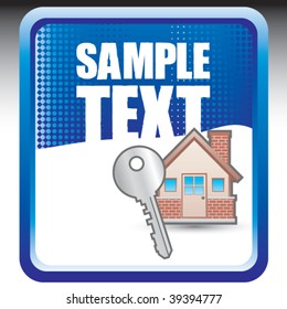 house key on blue checkered banner template