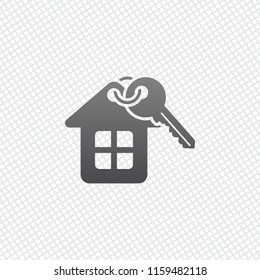 House with key. On grid background