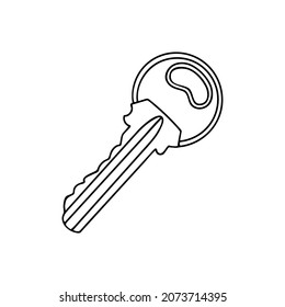 Rahmenplan des Hauses. Skizze eines Objekts, das ein Türschloss öffnet, Safe. Handgezeichnete, dünne Linie, Vektorgrafik. Einziges einfaches Element.