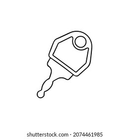 House key outline. Sketch of an object that opens a door lock, safe. Hand drawn thin line art vector illustration. Isolated simple element.