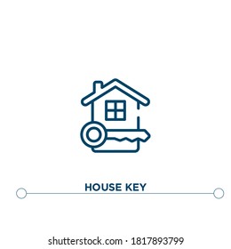 house key outline vector icon. simple element illustration. house key outline icon from editable real estate concept. can be used for web and mobile
