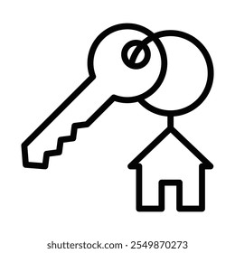 House key outline vector icon. Editable stroke.