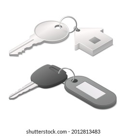 House key set. Colored vector Isometric illustration. 3d image. Isolated on white background.