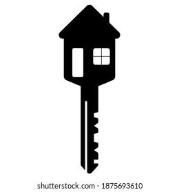 house key shaped like a house with window and door vector key to the home of a happy family life