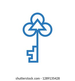 House key sign icon vector blue - line art key house sign
