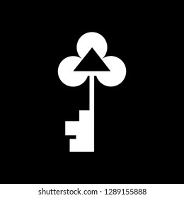 House key sign icon vector white - glyph key house sign