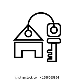 house with key sign. vector flat house and key sign symbol- vector