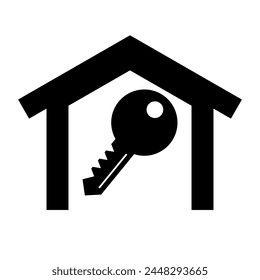 House and key silhouette icon. Vector.