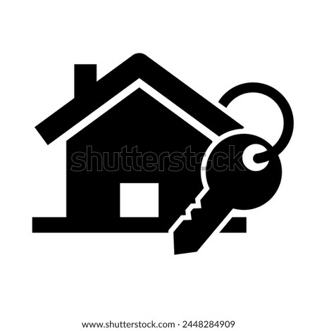 House and house key silhouette icon. Vector.