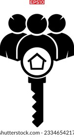 House key vector icon. Home rental vector icon
