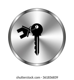 house key - vector icon;  metal button