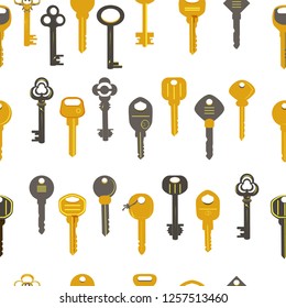 house key vector icon on the white background. The seamless pattern. - Vector
