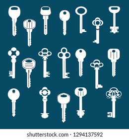 house key vector icon on the blue background 