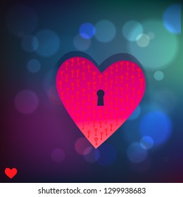 house key vector icon on the red background  Heart on the background