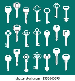 house key vector icon on the green background 