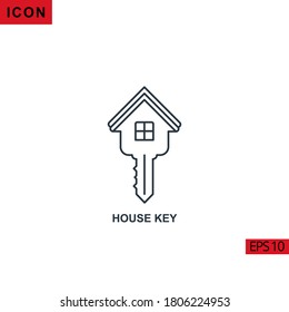 House Key vector icon on white background. Illustration line icon for graphic, print media interfaces and web design.
