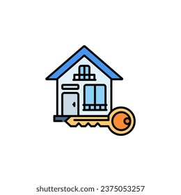 Hausschlüssel, Vektorsymbol. Immobilien Icon gefüllt Linie Stil. perfekte Verwendung für Logo, Präsentation, Website und mehr. Farbstil für moderne Icon