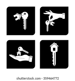 house key -  vector icon; set