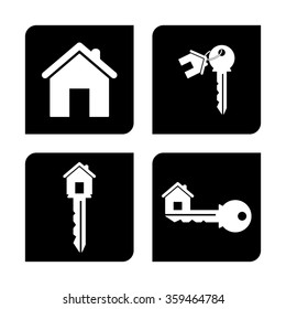 house key -  vector icon; set