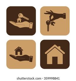 house key -  vector icon; set