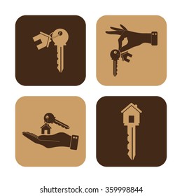house key  - vector icon; set