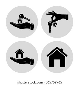 house key  - vector icon; set