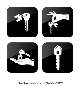 house key  - vector icon; set