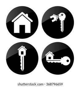 house key  - vector icon; set