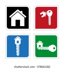 house key -  vector icon; set