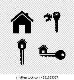 house key  - vector icon; set