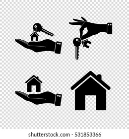 house key  - vector icon; set