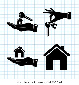 house key  - vector icon; set