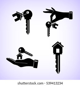 house key  - vector icon; set
