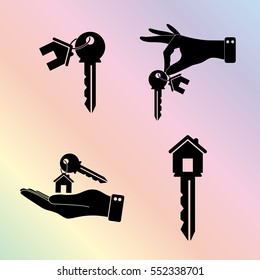 house key  - vector icon; set