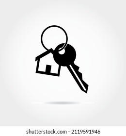 Llave de casa. Ilustración vectorial. Icono Inmobiliario. Concepto hipotecario. Nuevo concepto del hogar.