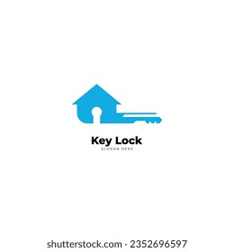 House Key Vector Logo Template. Vector logo design element on white background. Real estate, key, house or home made from one direction line. it's modern, simple and clean design.